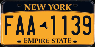 NY license plate FAA1139