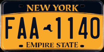 NY license plate FAA1140