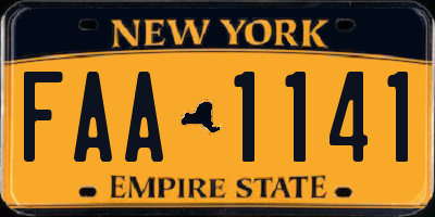 NY license plate FAA1141