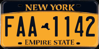 NY license plate FAA1142