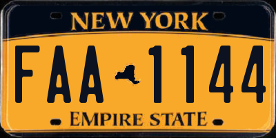 NY license plate FAA1144