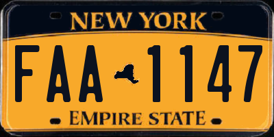 NY license plate FAA1147