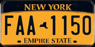 NY license plate FAA1150