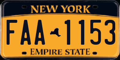 NY license plate FAA1153