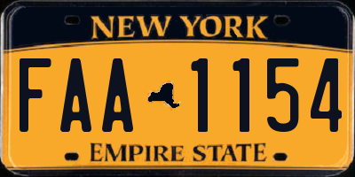 NY license plate FAA1154