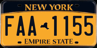 NY license plate FAA1155