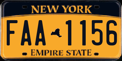 NY license plate FAA1156