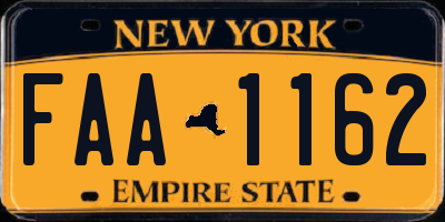 NY license plate FAA1162