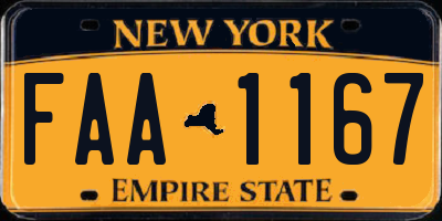 NY license plate FAA1167
