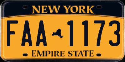 NY license plate FAA1173