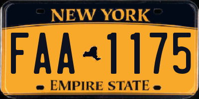 NY license plate FAA1175