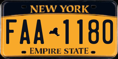 NY license plate FAA1180