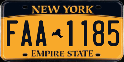 NY license plate FAA1185