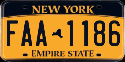 NY license plate FAA1186