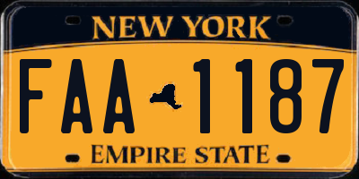 NY license plate FAA1187