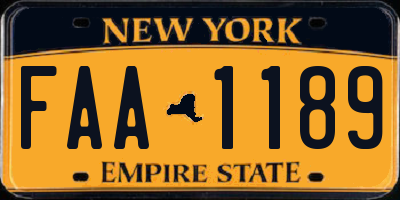 NY license plate FAA1189