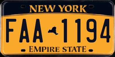 NY license plate FAA1194