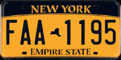 NY license plate FAA1195