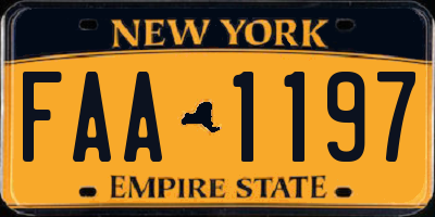 NY license plate FAA1197