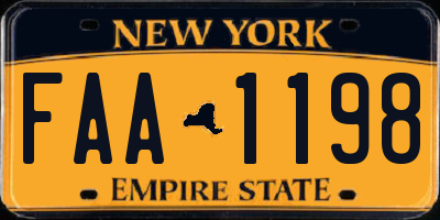NY license plate FAA1198
