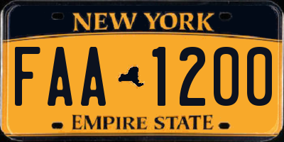 NY license plate FAA1200