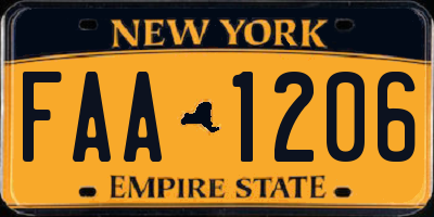 NY license plate FAA1206