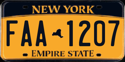 NY license plate FAA1207