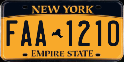 NY license plate FAA1210