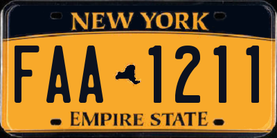 NY license plate FAA1211