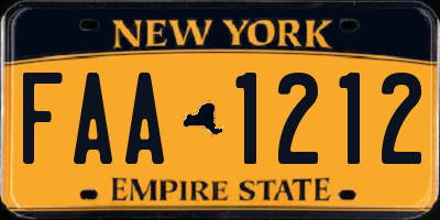 NY license plate FAA1212