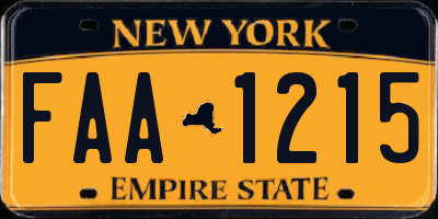 NY license plate FAA1215