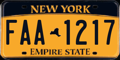 NY license plate FAA1217