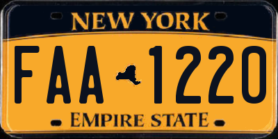 NY license plate FAA1220