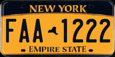 NY license plate FAA1222