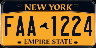 NY license plate FAA1224