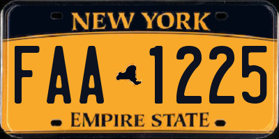 NY license plate FAA1225
