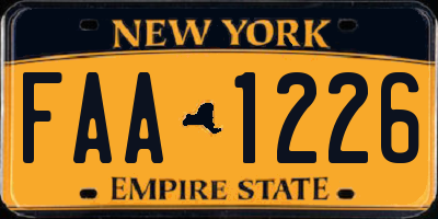 NY license plate FAA1226