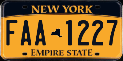 NY license plate FAA1227