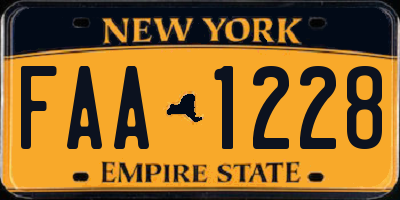 NY license plate FAA1228