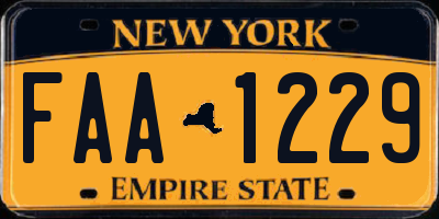 NY license plate FAA1229