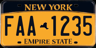 NY license plate FAA1235