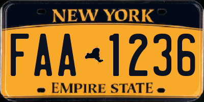 NY license plate FAA1236