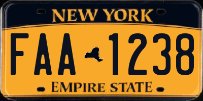NY license plate FAA1238