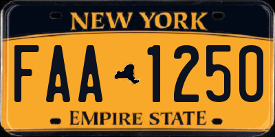NY license plate FAA1250