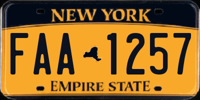 NY license plate FAA1257