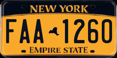 NY license plate FAA1260
