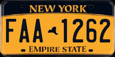 NY license plate FAA1262