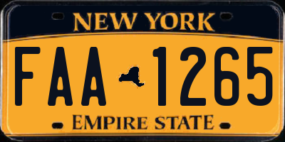 NY license plate FAA1265
