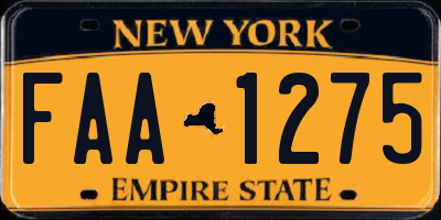 NY license plate FAA1275