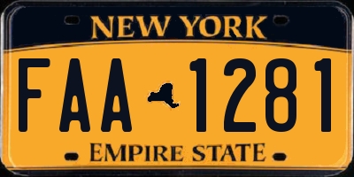 NY license plate FAA1281